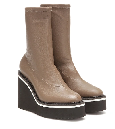 Shop Clergerie Bliss Leather Platform Ankle Boots In Beige