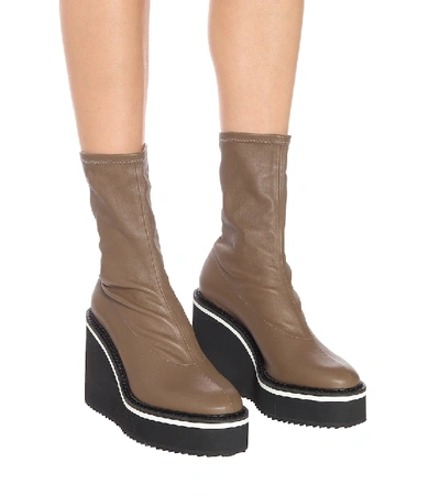 Shop Clergerie Bliss Leather Platform Ankle Boots In Beige