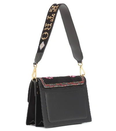 Shop Etro Embellished Leather Shoulder Bag In Black