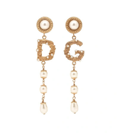 Shop Dolce & Gabbana Clip-on Drop Earrings In Gold