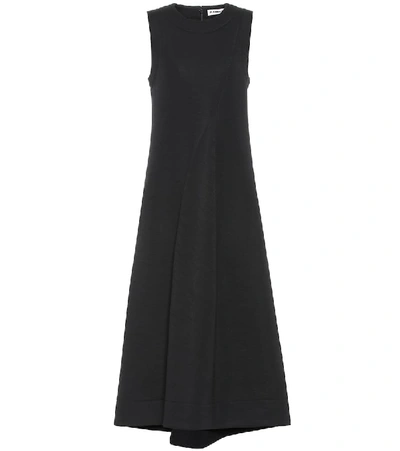 Shop Jil Sander Wool-blend Midi Dress In Black