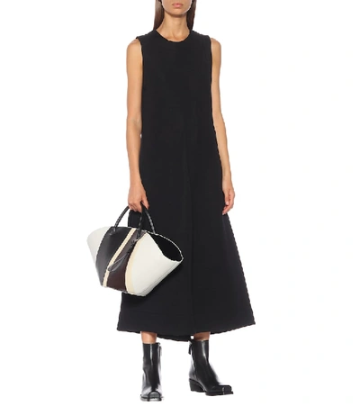 Shop Jil Sander Wool-blend Midi Dress In Black