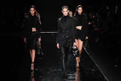 Shop Versace Embellished Wool Blazer In Black