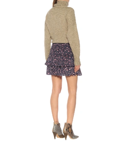 Shop Isabel Marant Étoile Naomi Floral Cotton Mini Skirt In Blue