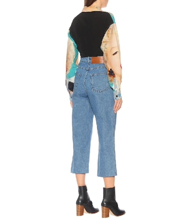 Shop Loewe Cropped High-rise Wide-leg Jeans In Blue