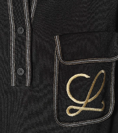 Shop Loewe Embroidered Cotton Sweater In Black