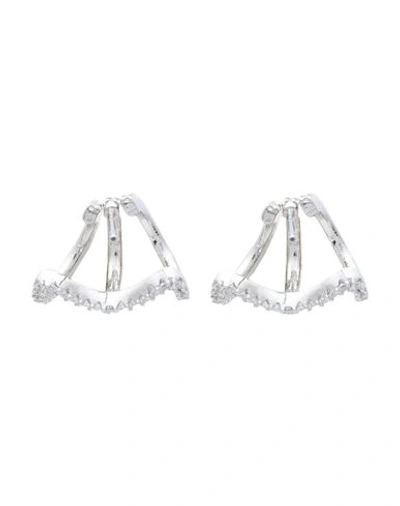 Shop Cz By Kenneth Jay Lane Woman Earrings Silver Size - Brass, Cubic Zirconia