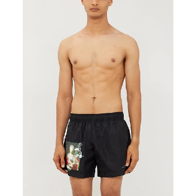 Shop Off-white Mariana De Silva Graphic-print Swim Shorts In Black