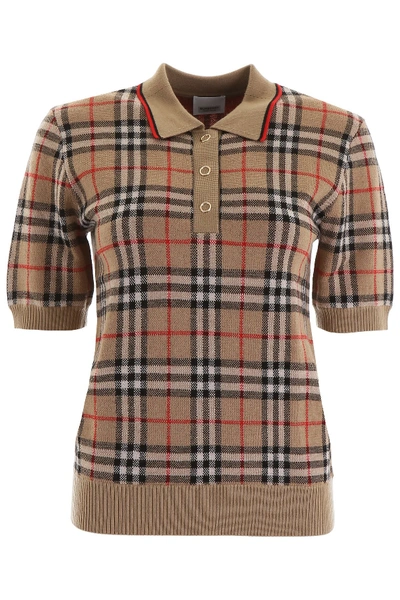 Shop Burberry Vintage Check Polo Shirt In Beige