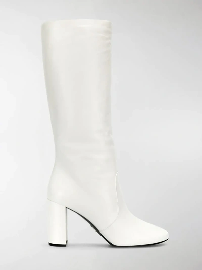 Shop Prada Calf Leg Boots In White