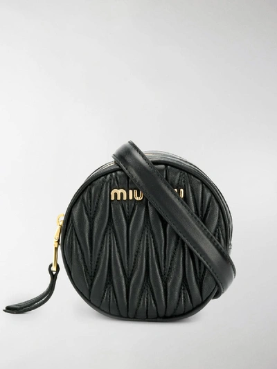 Shop Miu Miu Round Matelassé Belt Bag In Black
