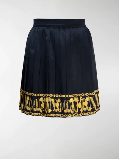 Shop Versace Chain Trim Pleated Skirt In Black