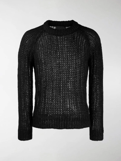 Shop Prada Chunky Knit Jumper In Black