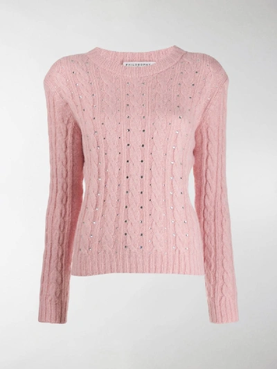 Shop Philosophy Di Lorenzo Serafini Embellished Sweater In Pink