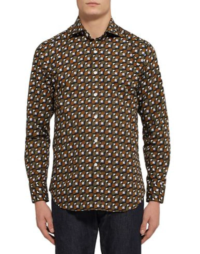 Shop Tod's Patterned Shirt In Military Green