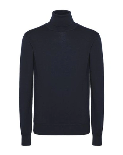 Shop 8 By Yoox Merino Wool Essential Roll-neck Sweater Man Turtleneck Midnight Blue Size Xl Merino Wool