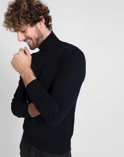 Shop 8 By Yoox Merino Wool Essential Roll-neck Sweater Man Turtleneck Midnight Blue Size Xxl Merino Wool