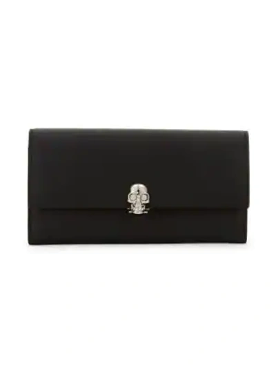 Shop Alexander Mcqueen Skull Leather Continental Wallet In Black