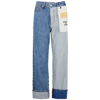 Shop Monse Inside Out Blue Straight-leg Jeans
