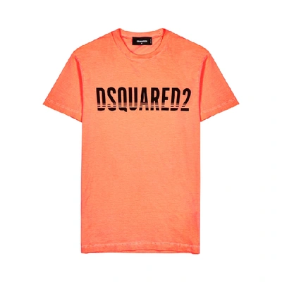 Shop Dsquared2 Orange Logo-print Cotton T-shirt