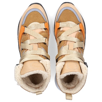 Shop Chloé High-top Sneakers Sonnie High In Beige,brown,orange