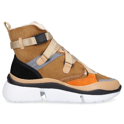 Shop Chloé High-top Sneakers Sonnie High In Beige,brown,orange