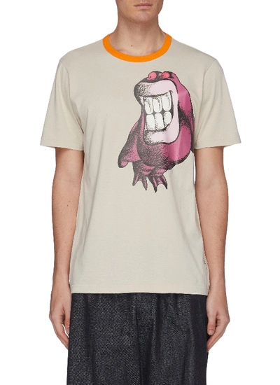 Shop Marni Contrast Collar Graphic Print T-shirt