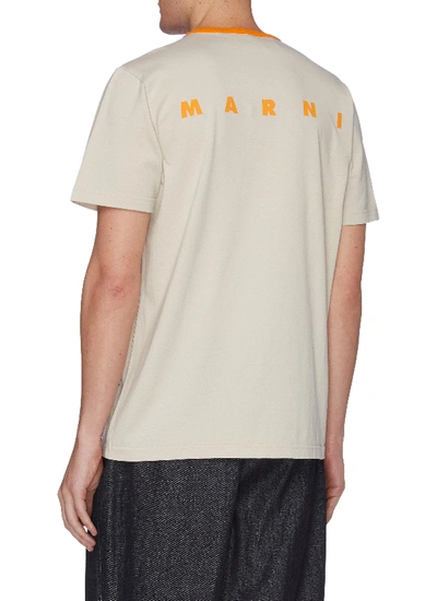 Shop Marni Contrast Collar Graphic Print T-shirt
