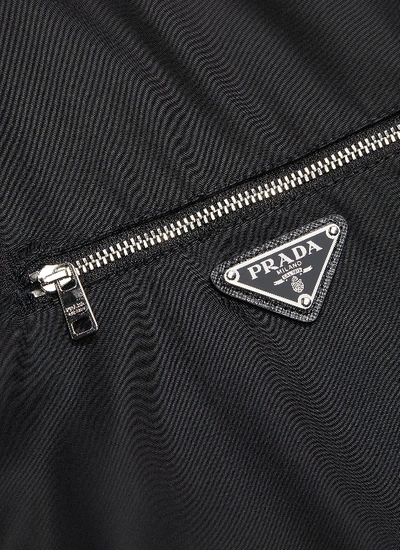 Shop Prada Retractable Hood Logo Plate Coach Jacket