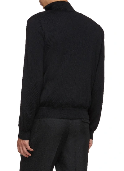 Shop Prada Zip Front Virgin Wool Cardigan