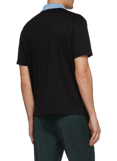 Shop Prada Contrast Panel Patchwork Polo Shirt