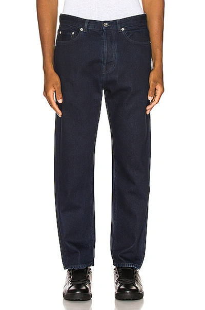 Shop Valentino 5 Pocket Denim Jeans In Denim Dark In Navy & Red