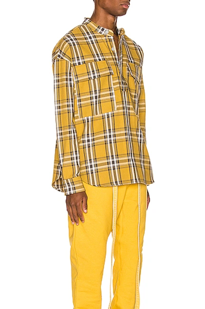 Shop Fear Of God Plaid Pullover Henley In Garden Glove Yellow Plaid