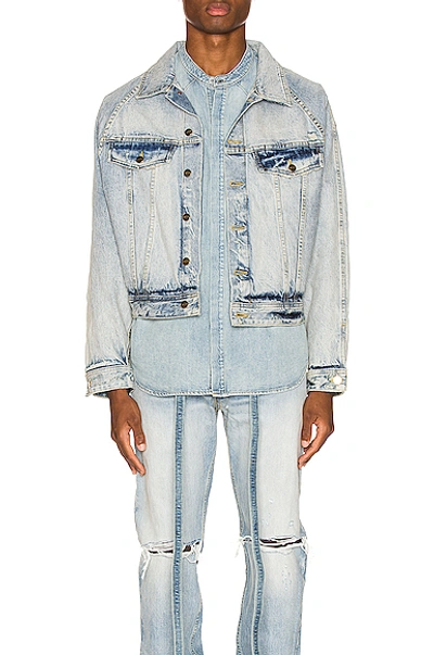 Shop Fear Of God Trucker Jacket In Vintage Indigo