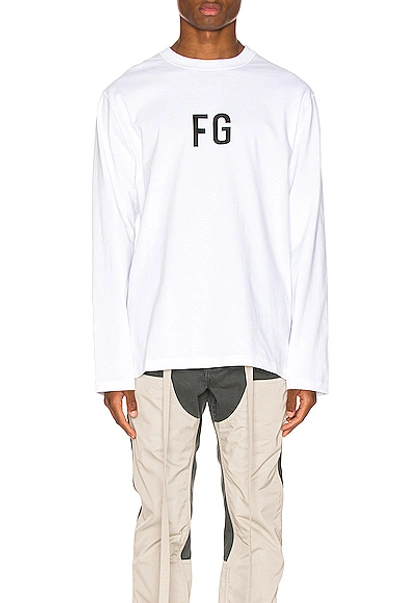 Shop Fear Of God Long Sleeve Fg Tee In White