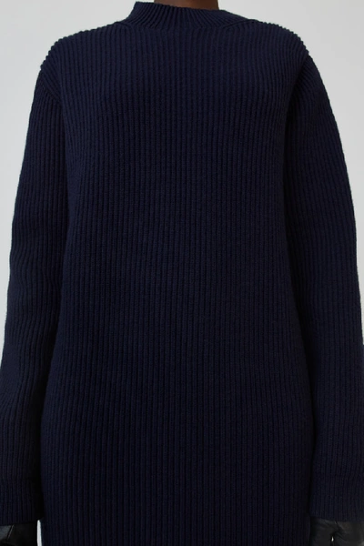 Shop Acne Studios Rib-knit Dress Navy Blue