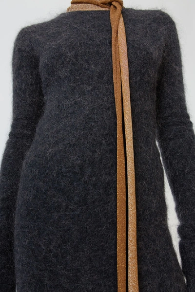 Shop Acne Studios Mohair-blend Midi Dress Charcoal Grey Melange
