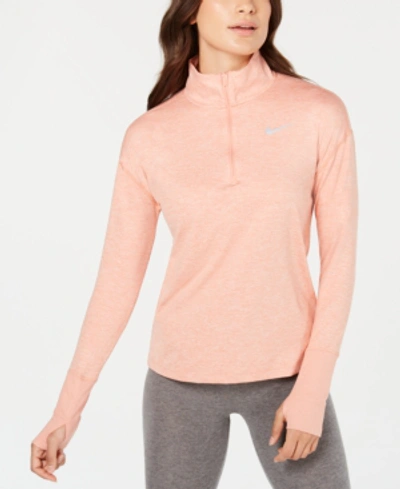 Shop Nike Element Dry Half-zip Running Top In Pink Quartz/echo Pink