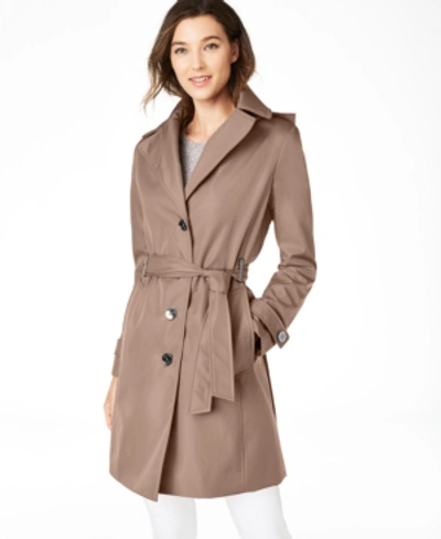 Shop Calvin Klein Belted Water-resistant Trench Coat, Created For Macy's In Rosewood