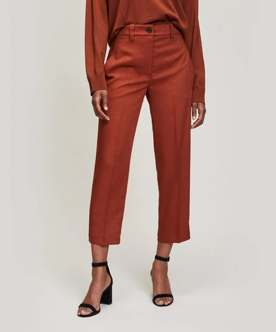 Shop Erika Cavallini Tailored Cotton-blend Trousers In Brown
