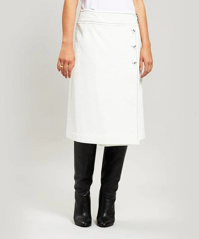 Shop Marni Coated Tweed Wrap Skirt In White