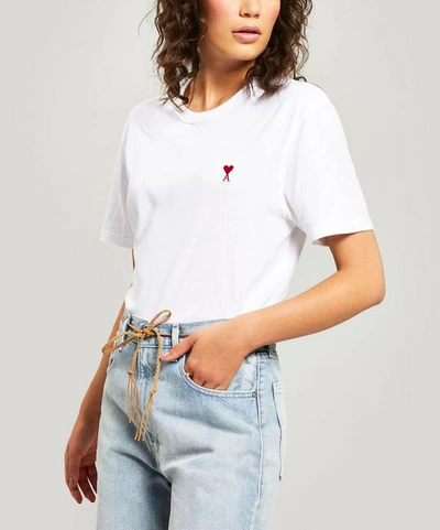 Shop Ami Alexandre Mattiussi Small Heart Logo T-shirt In White