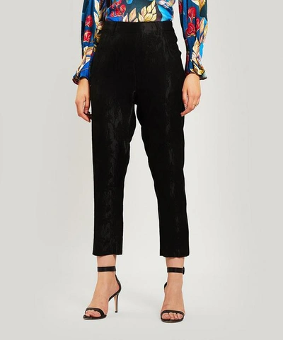 Shop Ann Demeulemeester Jacquard Tapered Trousers In Minerva Black