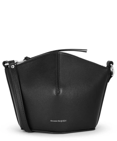 Shop Alexander Mcqueen Mini Leather Cross-body Bucket Bag In Black