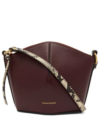 Shop Alexander Mcqueen Mini Leather Cross-body Bucket Bag In Red