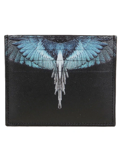 Shop Marcelo Burlon County Of Milan Turquoise Wings Card Holder In Black Multicolo