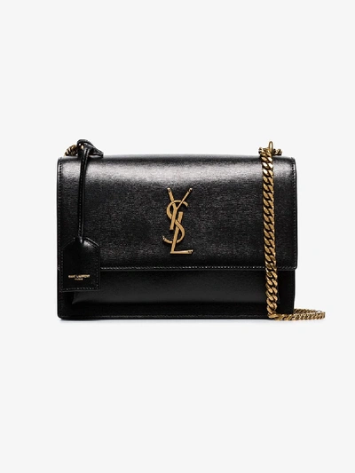 Shop Saint Laurent Black Sunset Medium Leather Shoulder Bag