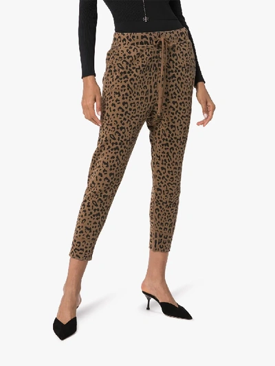 Shop Nili Lotan Leopard Print Cropped Trousers In Multicolour