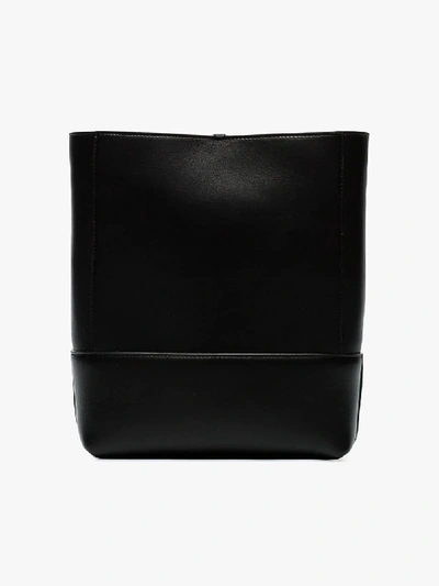 Shop Bottega Veneta Black Cabas Leather Tote Bag