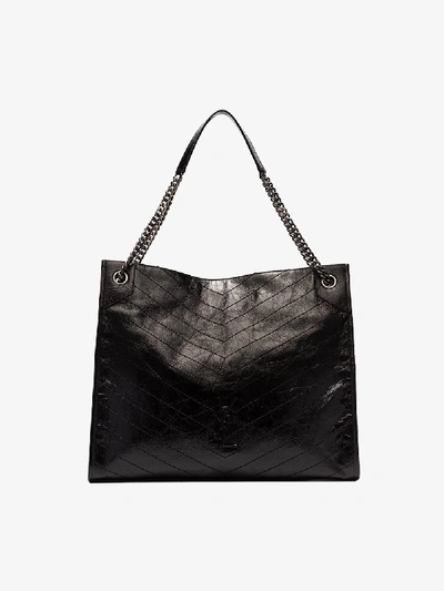 Shop Saint Laurent Black Niki Crinkle-effect Tote Bag